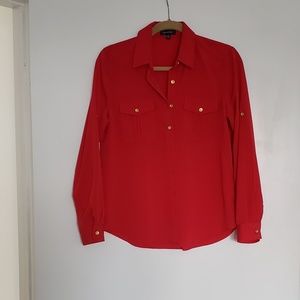 Red Button Down Blouse